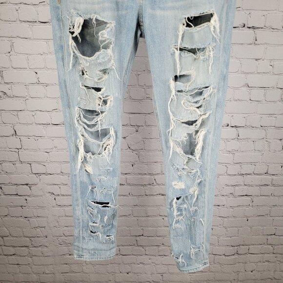 Rag & Bone Blue The Dre Distressed Light Wash Mid Rise Jeans USA Size 28 (33x31) - Picture 11 of 16